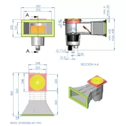 Skimmer boca ampliacion tapa cuadrada Astralpool para piscina liner