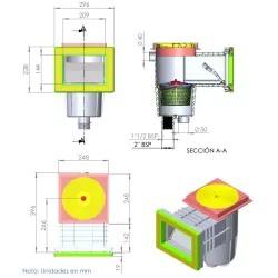 Skimmer tapa cuadrada Astralpool para piscina liner