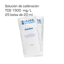 Solución Hanna calibración TDS 1500 mg/l (25 bolsas de 20 ml)