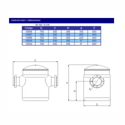 Prefiltro bomba piscina en poliéster + FV  60 l. Astralpool Ø 160mm.