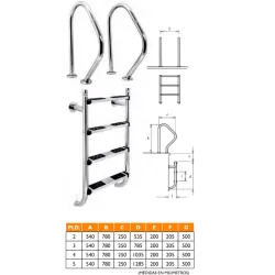 Escalera 2 componentes AISI-316 3 peldaños antideslizantes