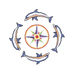 Dibujo gresite HT-K Grupo 4 delfines con rosa