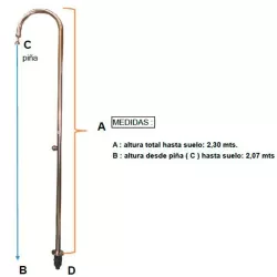 Ducha piscina modelo bastón con 1 rociador AISI 316