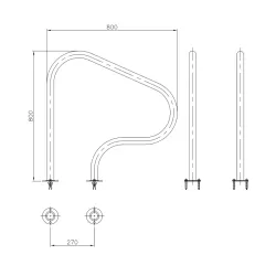 Pasamanos Astralpool para salida piscina 800 x 800 (pletina)