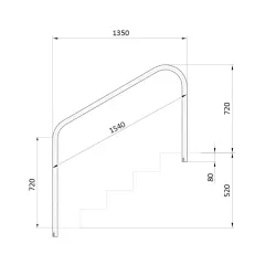 Pasamanos para piscina para empotrar de 1.520 mm. AISI-316