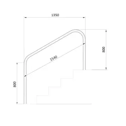 Pasamanos para piscina con pletinas de 1.520 mm. AISI-316