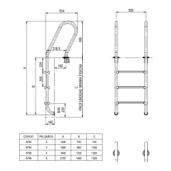 Escalera piscina Mixta 3 Peldaños AISI-304 Aquarama