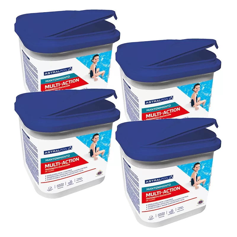 Multiacción en pastillas de 250 gramos Astralpool en 5 kg - Pack de 4 envases