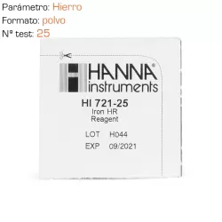 Reactivo en polvo para hierro 25 tests