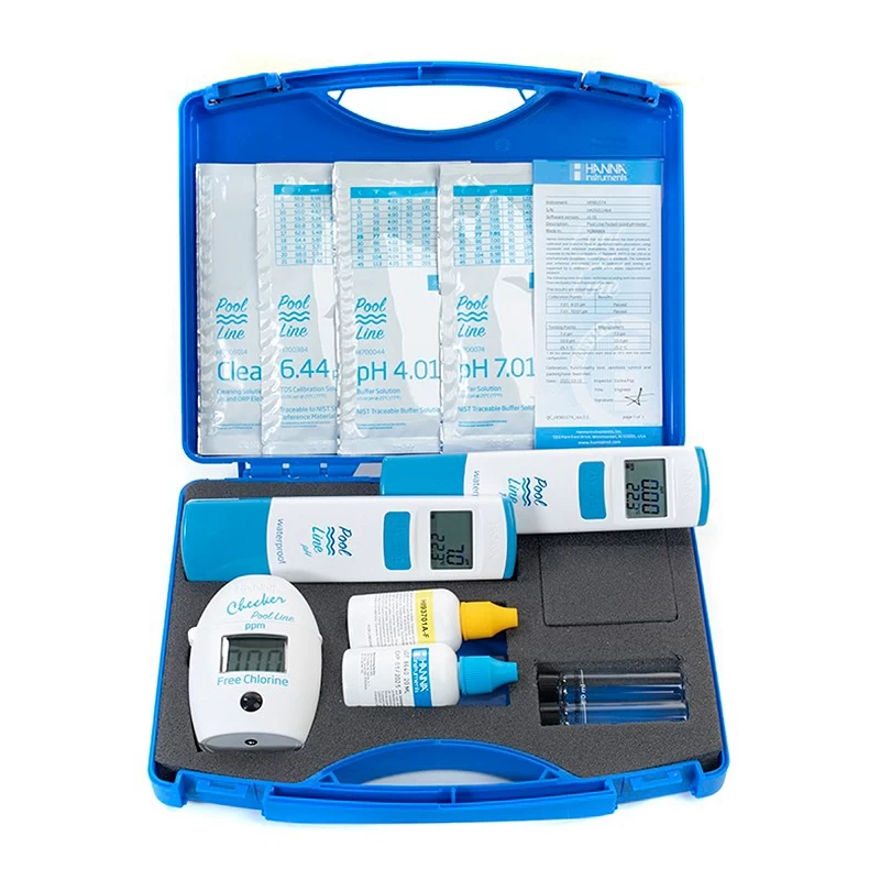 Maletín Hanna Medición de cloro libre, CE, TDS, pH y temperatura (electrólisis salina)