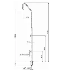 Ducha piscina Astral con 1 rociador y 1 grifo lavapies