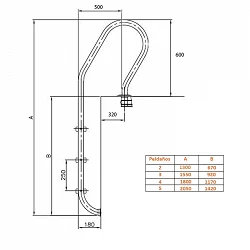 Escalera piscina Mixta 2 Peldaños