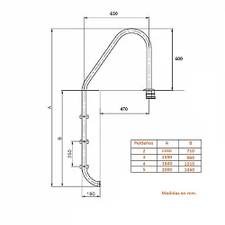 Escalera piscina Standard 2 Peldaños
