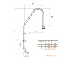 Escalera piscina Standard 5 Peldaños