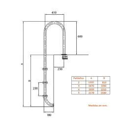 Escalera piscina Muro 5 Peldaños