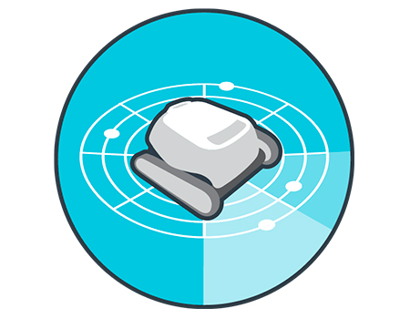 El sistema de escaneo utiliza un avanzado software de navegación. Gracias a él el robot realiza un preciso escaneo del tamaño de su piscina, lo que garantiza una cobertura óptima y una limpieza eficiente.