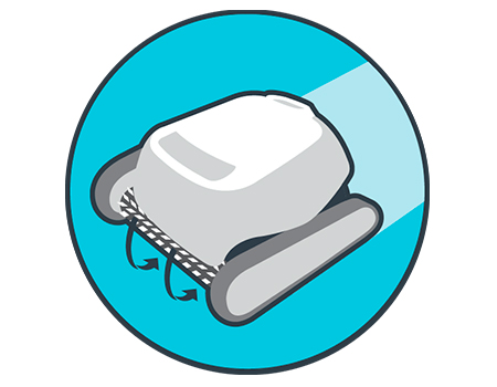 Cuenta con un cepillo activo que garantiza la mejor limpieza de su piscina. Este cepillo activo delantero gira al doble de velocidad que el motor, lo que garantiza una limpieza activa capaz de eliminar algas y bacterias.