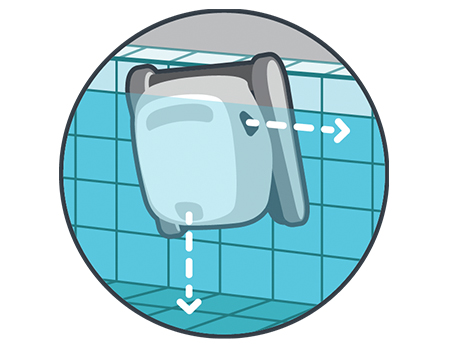 Sistema de movilidad Power Stream. Este tecnología permite mejorar la maniobrabilidad del equipo en el agua. Con este sistema el Carrera 30 no perderá poder de succión lateral aunque los filtros estén muy llenos.