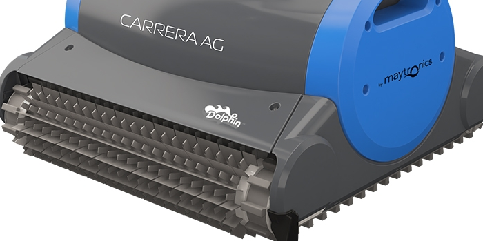 The Dolphin Carrera AG pool cleaner provides reliable, convenient and cost-effective pool cleaning. Its reliable filtration method in all pool conditions and active brushing on every surface optimise pool hygiene.