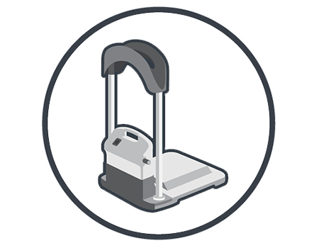 O aspirador é fornecido com um suporte para fácil arrumação, com uma base para deixar o robot, um suporte para a fonte de alimentação e um gancho para enrolar o cabo.