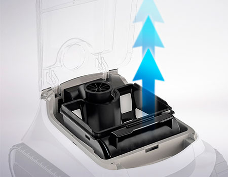 Filtro con 4 litros de capacidad y accesor superior para una fácil manipulación.