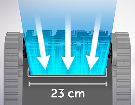 El Zodiac 30 XA iQ cuenta con una boquilla de aspiración de 23 cm, consiguiendo así un mayor capacidad de aspiración.